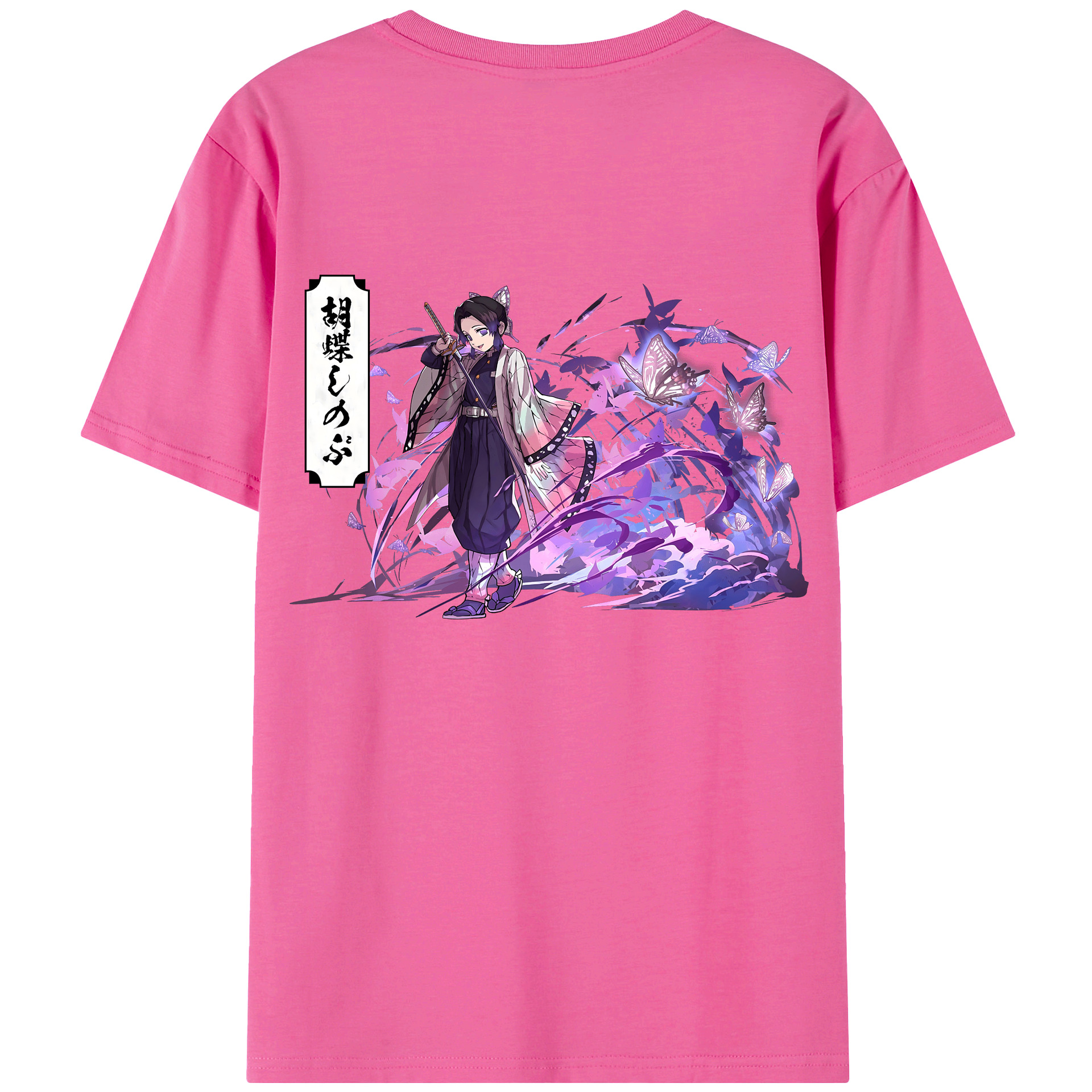 （画像用） 鬼滅の刃（きめつのやいば）蟲柱-胡蝶 しのぶ／こちょう しのぶ Kochou Shinobu レディース半袖Tシャツ(バックプリント)